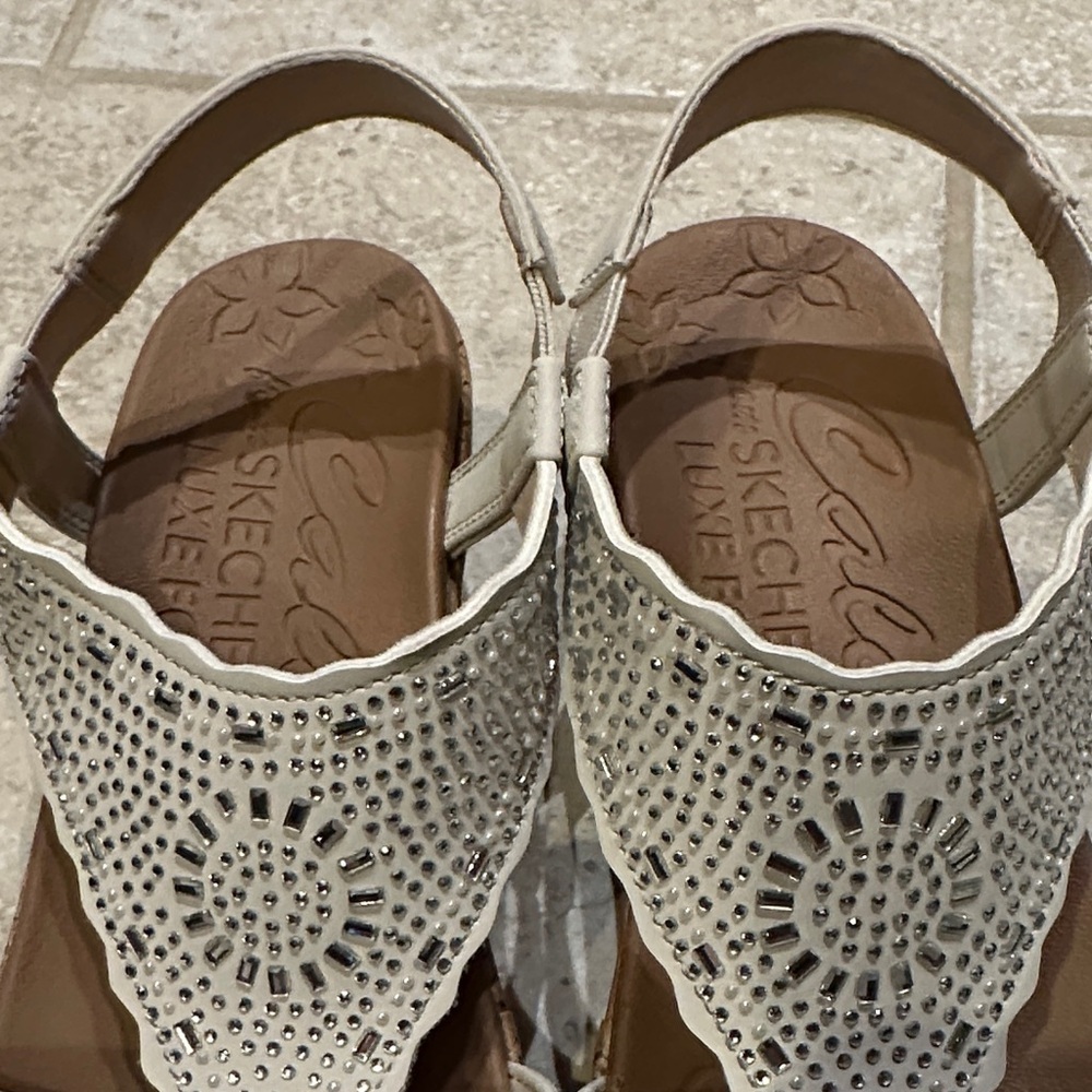 Skechers White Embellished Sandals​ - Picture 3 of 8